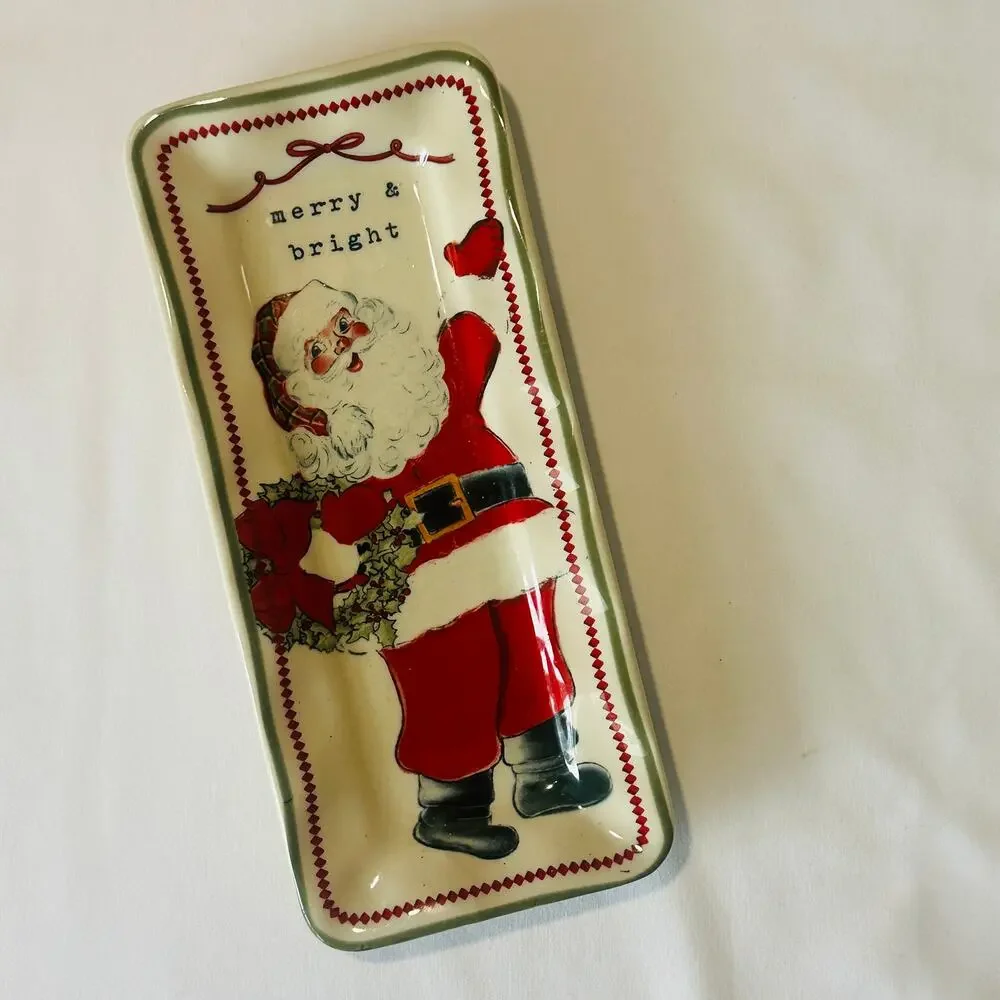 Mud Pie Merry & Bright Santa Vintage Everything Plate Trinket Dish